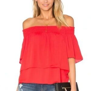 Amanda Uprichard Scarlet Off-Shoulder Blouse